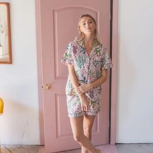 Printfresh Short PJ Set in Camel's Courtyard Rose Size L